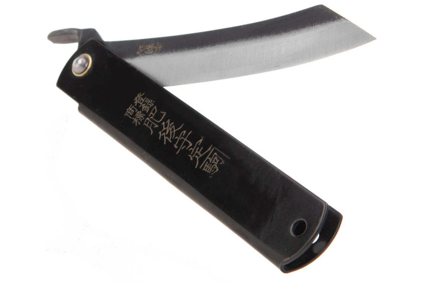 Higonokami luxe 17.N foldekniv kulstofstål sort messinghåndtag 12 cm