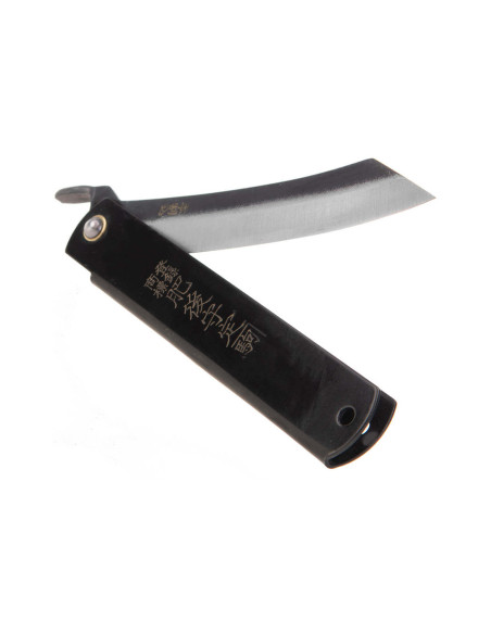 Higonokami luxe 17.N foldekniv karbonstål svart messinghåndtak 12 cm