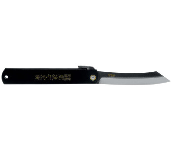 Higonokami luxe 17.N foldekniv karbonstål svart messinghåndtak 12 cm