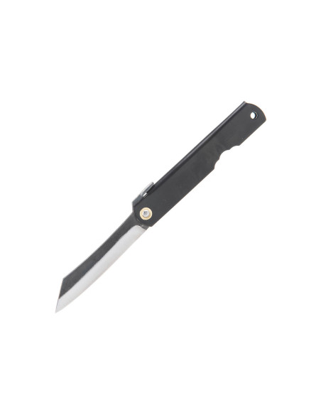 Klappmesser Higonokami luxe 16.N Karbonstahl Griff Messing schwarz 10cm