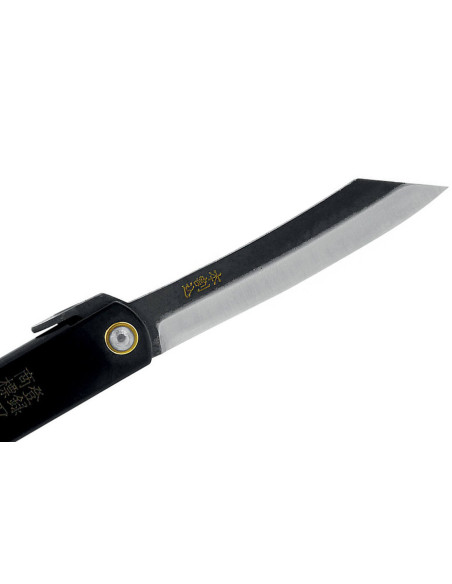 Higonokami deluxe foldekniv 16.N kulstofstål sort messinghåndtag 10 cm