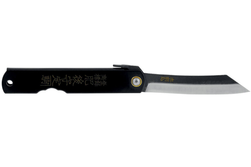 Higonokami deluxe foldekniv 16.N kulstofstål sort messinghåndtag 10 cm