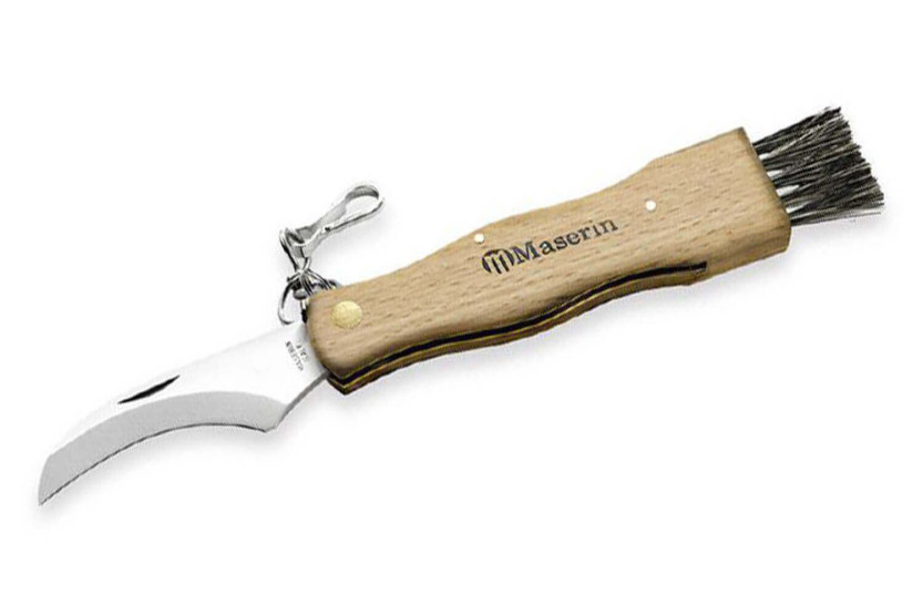 Maserin folding mushroom knife 11cm beech handle + integrated brush