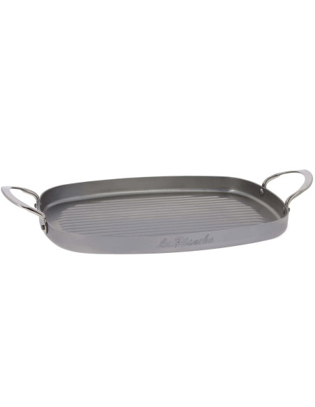 De Buyer Mineral B jernplade 38x26cm med 2 håndtag i rustfrit stål