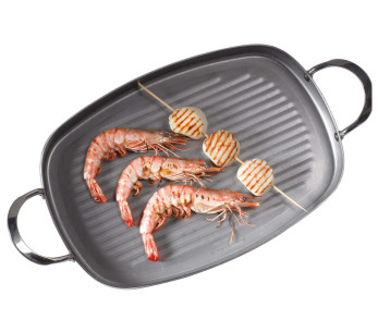 De Buyer Mineral B järnplatta 38x26cm med 2 handtag i rostfritt stål 2