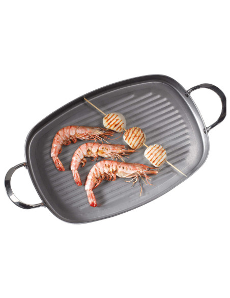 De Buyer Mineral B piastra in ferro 38x26cm con 2 maniglie in acciaio inox
