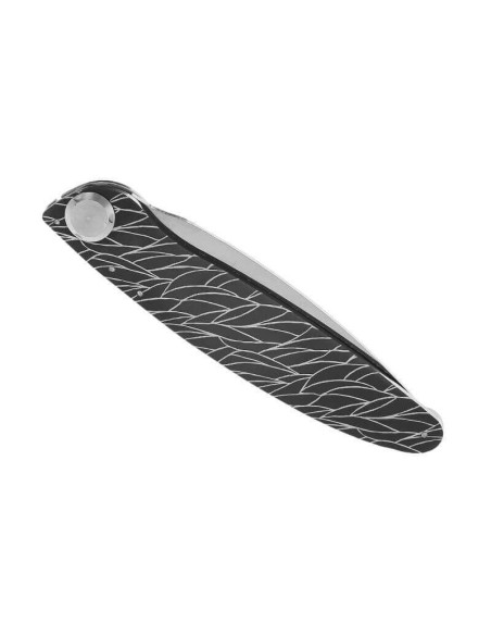 K2.01M vouwmes Olijf hout en stalen handvat Feather design 11.5cm
