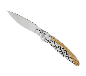 Klappmesser K2.07M Griff aus Olivenholz und Stahl mit Perspektivdekor 11,5cm