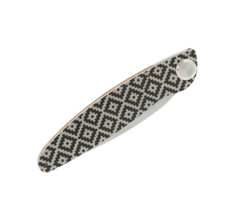 K2.08M navaja plegable con mango de madera de olivo y acero, 11,5cm decoración mosaico 2