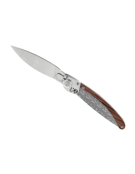K2.09M vouwmes violet hout en stalen handvat labyrint decoratie 11,5cm