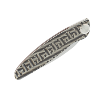 K2.09M coltello pieghevole con manico in legno viola e acciaio 11,5 cm decorazione a labirinto 2