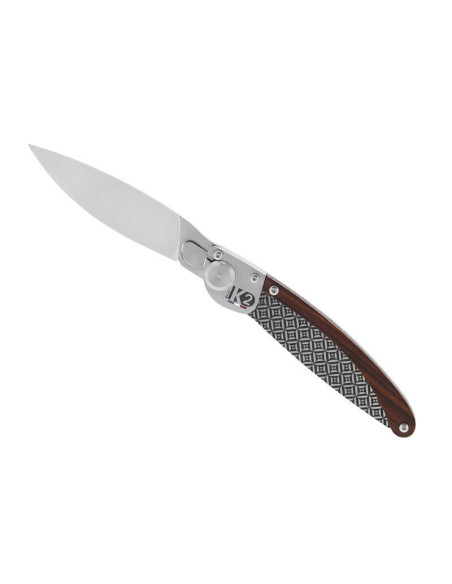 K2.10M vouwmes violet hout en stalen handvat caleidoscoop design 11.5cm