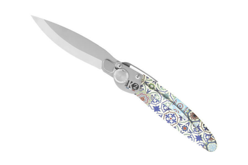 K2.14M taittoveitsi, teräskahva, 11.5cm, 3D saviastian koriste