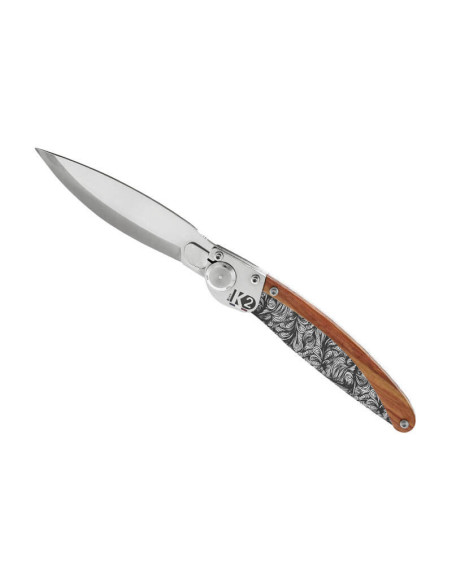 K2.06M folding knife sandalwood and steel handle floral design 11.5cm