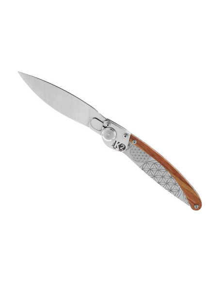 K2.11M folding knife sandalwood and steel handle 11.5cm rosette decoration
