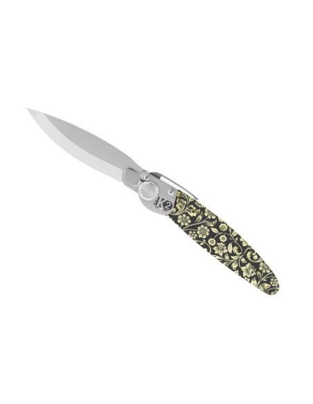 Faca dobrável K2.18M com cabo de aço, 11,5 cm Motivo floral 3D