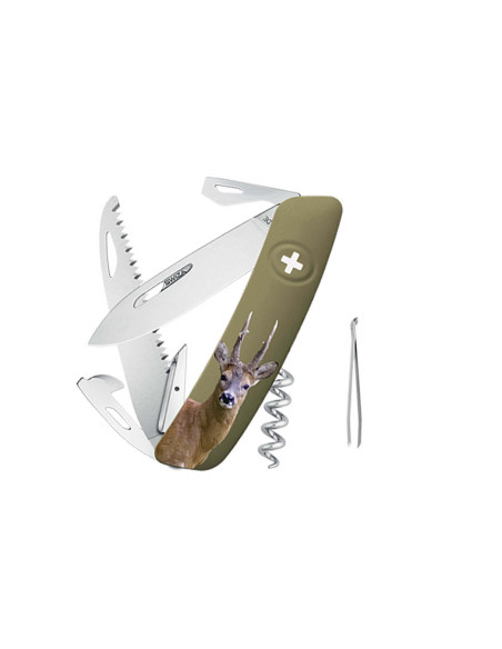 Faca multifunções SWIZA D05 veado azeitona 12 funções 95mm