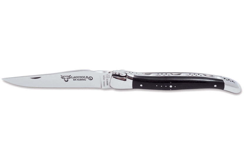 Coltello pieghevole Laguiole in Aubrac con manico in ebano da 12 cm