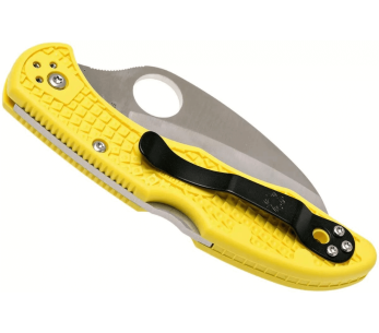 Faca dobrável Spyderco Tasman Salt 2 C106PYL2 Cabo amarelo de nylon/fibra de vidro com 10,8 cm 2