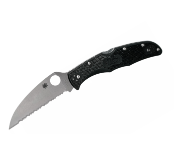 Spyderco Endura 4 C10FSWCBK Wharncliffe fällkniv med tandning i svart nylon/glasfiber 12,6 cm