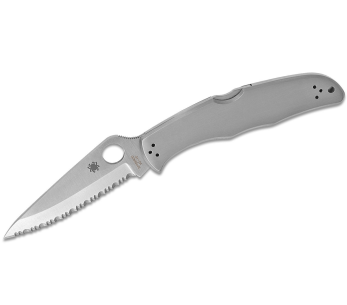Navaja Spyderco Endura 4 C10S, dentada, mango de acero inoxidable de 12,5 cm