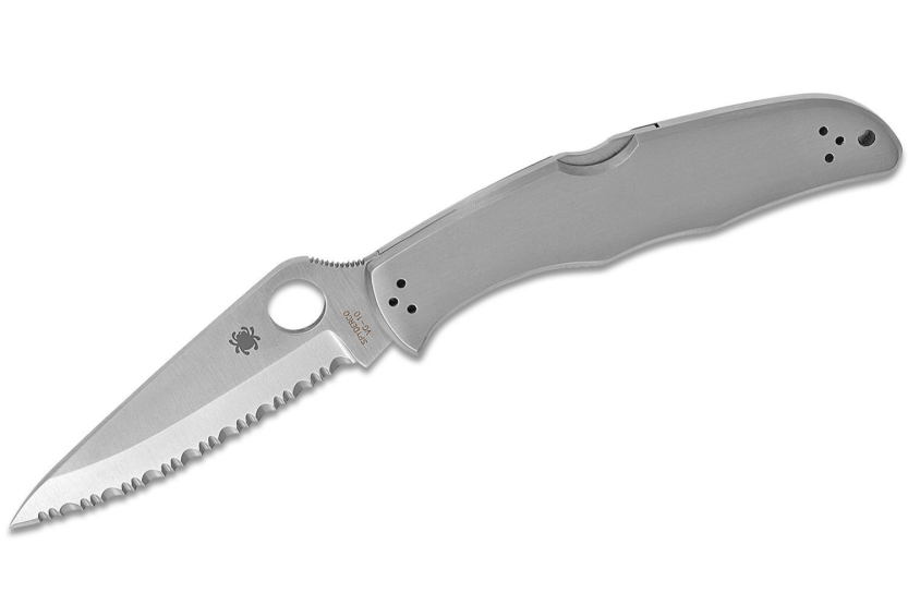 Spyderco Endura 4 C10S coltello pieghevole, seghettato, manico in acciaio inox da 12,5 cm