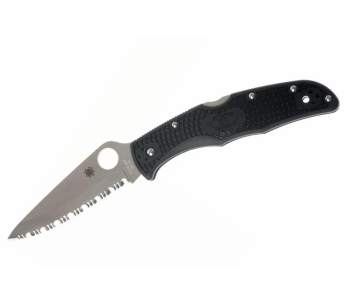 Faca dobrável Spyderco Endura 4 C10SBK com serrilha dupla e cabo preto em nylon/fibra de vidro 12,6 cm