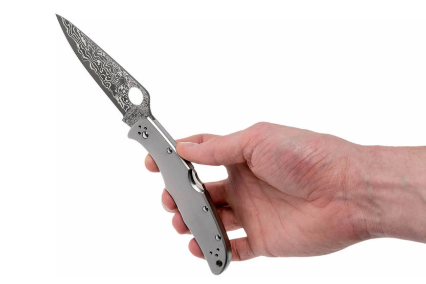 Spyderco Endura 4 Titanium Damascus C10TIPD folding knife 12.5cm titanium handle + sheath