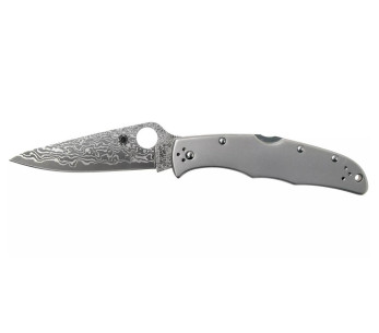 Faca dobrável Spyderco Endura 4 Titanium Damascus C10TIPD com cabo de titânio de 12,5 cm + bainha