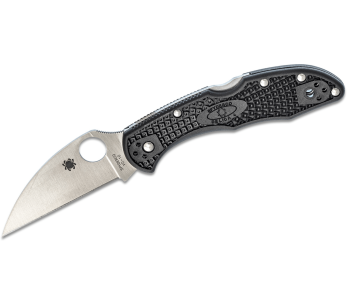 Spyderco Delica 4 C11FPWCBK Coltello pieghevole Wharncliffe con manico in nylon/fibra di vetro nero 10,8 cm
