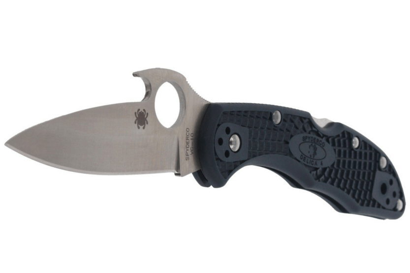 Navalha dobrável Spyderco Delica 4 Wave C11PGYW com cabo de fibra de vidro preto 10,8 cm