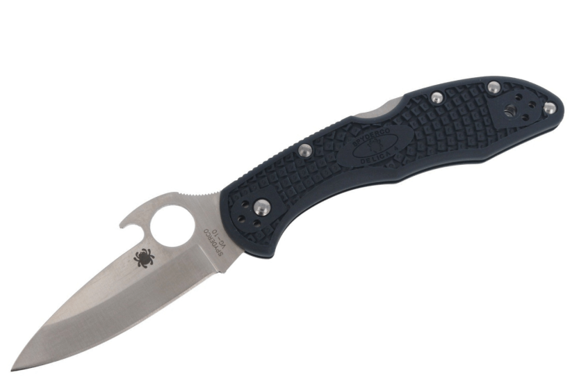 Navalha dobrável Spyderco Delica 4 Wave C11PGYW com cabo de fibra de vidro preto 10,8 cm
