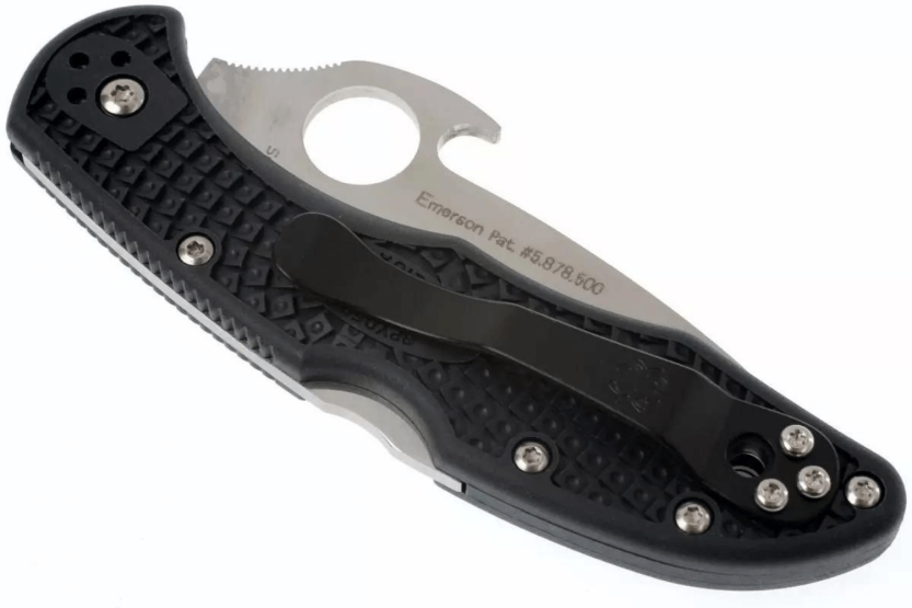 Spyderco Delica 4 Wave C11PGYW foldekniv 10,8 cm svart glassfiberhåndtak