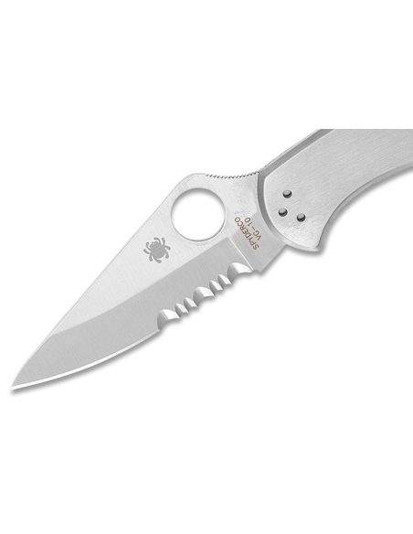Spyderco Delica 4 C11PS foldekniv 10,7 cm håndtag i rustfrit stål, halvtandet blad