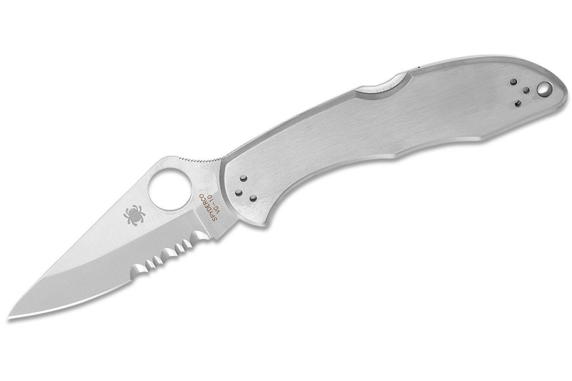 Spyderco Delica 4 C11PS fällkniv 10,7 cm, handtag i rostfritt stål, halvslipat blad
