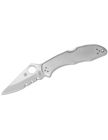 Spyderco Delica 4 C11PS fällkniv 10,7 cm, handtag i rostfritt stål, halvslipat blad