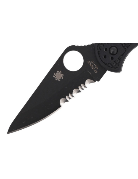 Spyderco Delica 4 C11PSBBK coltello pieghevole semi seghettato con manico in nylon/fibra di vetro nero 10,8 cm