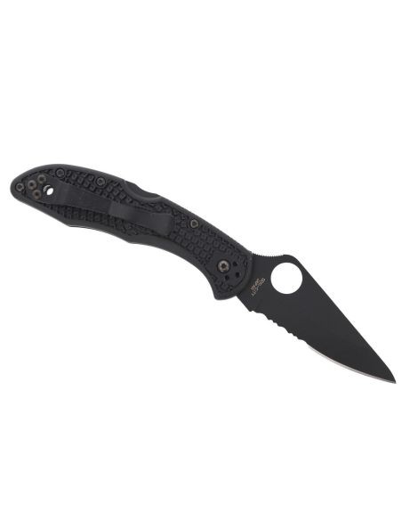 Spyderco Delica 4 C11PSBBK coltello pieghevole semi seghettato con manico in nylon/fibra di vetro nero 10,8 cm