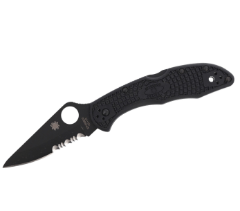 Spyderco Delica 4 C11PSBBK navaja plegable semi dentada con mango de nylon/fibra de vidrio negro 10.8cm