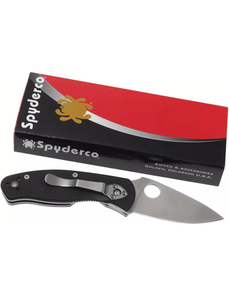 Faca dobrável Spyderco Persistence C136GP Cabo G10 preto de 10,5 cm