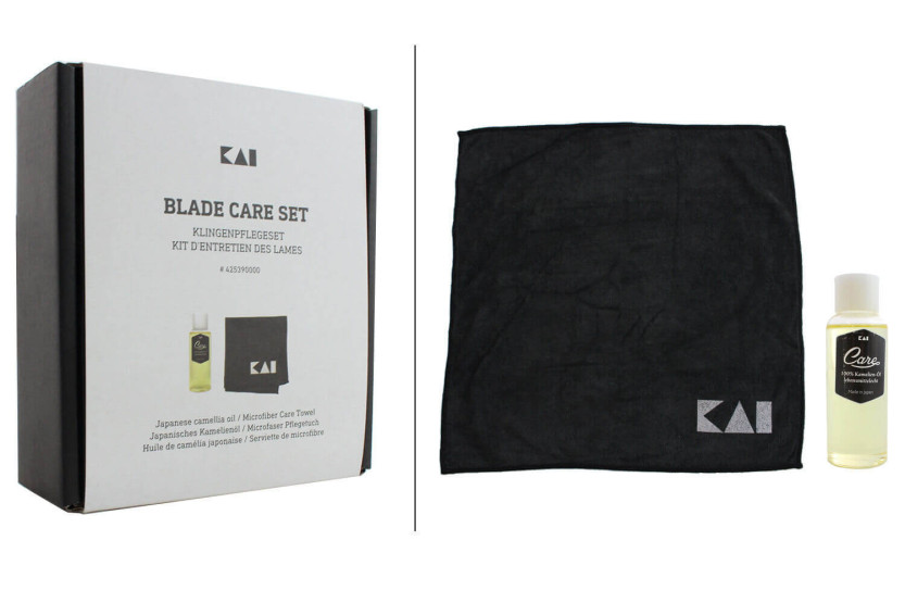 Kit de manutenção de facas de cozinha KAI - Óleo + Microfibra