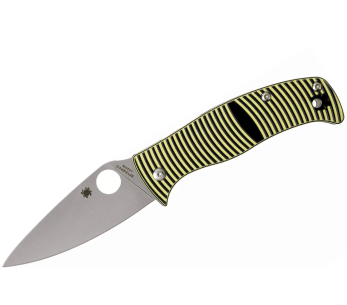 Spyderco Caribbean Leaf fällkniv G10 svart handtag med gul rand 12,3cm