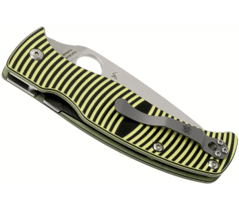 Spyderco Caribbean Leaf fällkniv G10 svart handtag med gul rand 12,3cm 2