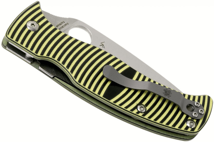Spyderco Caribbean Leaf coltello pieghevole G10 manico nero con striscia gialla 12,3 cm
