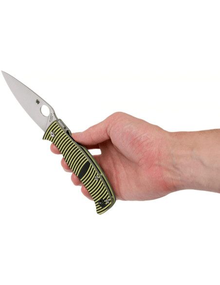 Spyderco Caribbean Leaf coltello pieghevole G10 manico nero con striscia gialla 12,3 cm