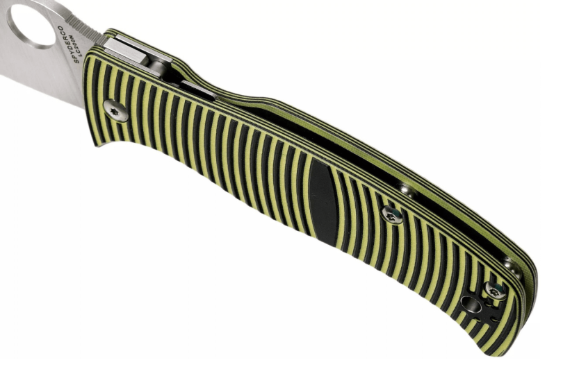 Spyderco Caribbean Leaf coltello pieghevole G10 manico nero con striscia gialla 12,3 cm