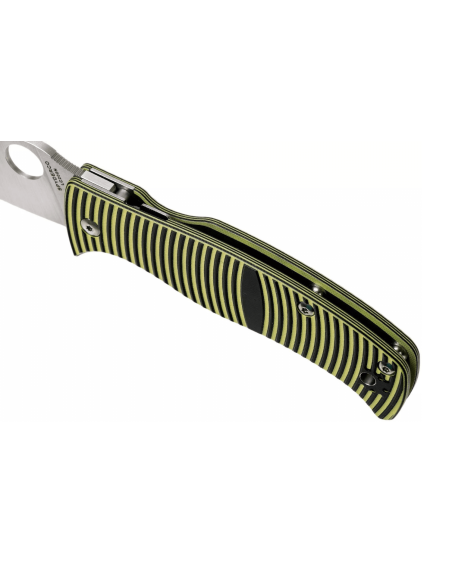 Spyderco Caribbean Leaf coltello pieghevole G10 manico nero con striscia gialla 12,3 cm