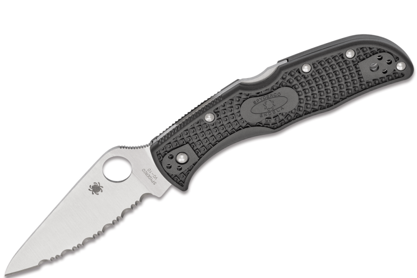 Spyderco Klappmesser Endela mit Zähnen C243SBK Nylon-/Fiberglas-Griff schwarz 11,9cm