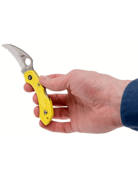Spyderco Dragonfly 2 Salt Hawkbill Folding Knife C28SYL2HB Yellow nylon/fiberglass handle 8.5cm