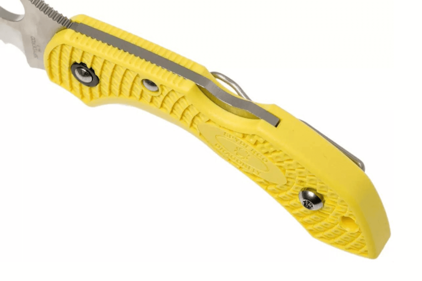 Spyderco Dragonfly 2 Salt Hawkbill Folding Knife C28SYL2HB Yellow nylon/fiberglass handle 8.5cm